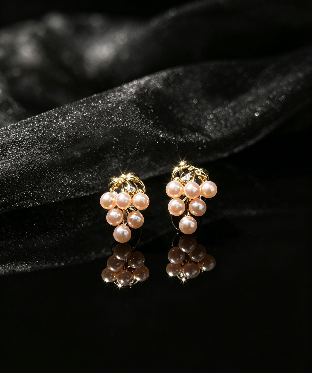 Roselle Cluster Golden South Sea Pearl Earrings