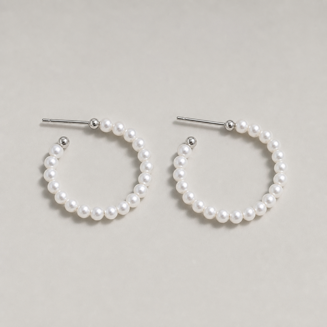 Baby Pearl freshwater pearl hoop earrings in white