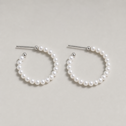 Baby Pearl freshwater pearl hoop earrings in white