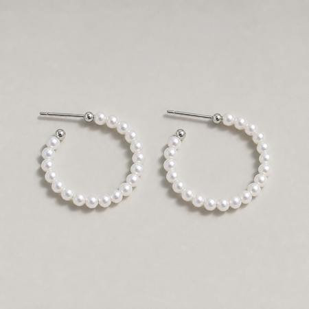 Baby Pearl freshwater pearl hoop earrings in white