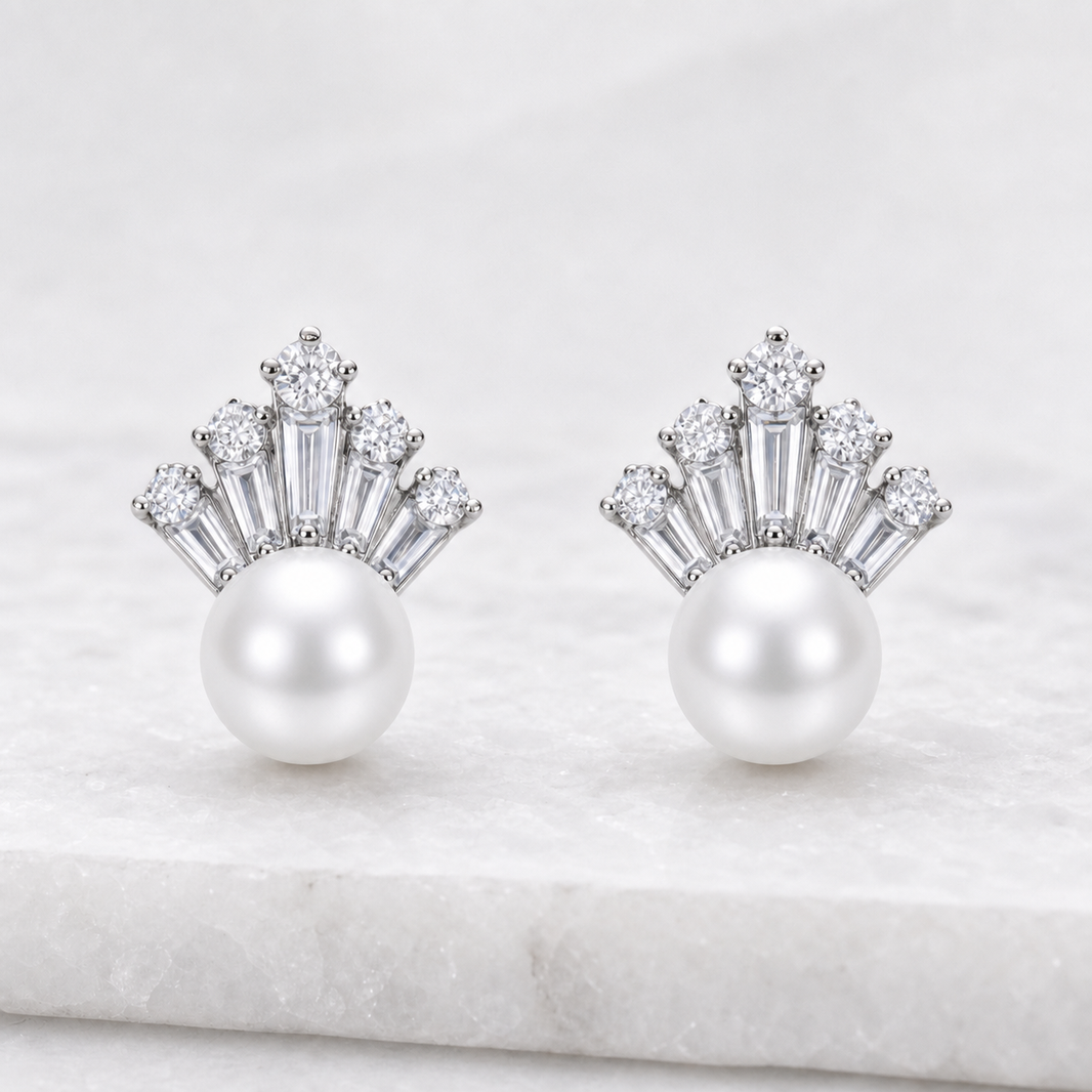 Ice Queen Australian White South Sea Pearl Stud Earrings
