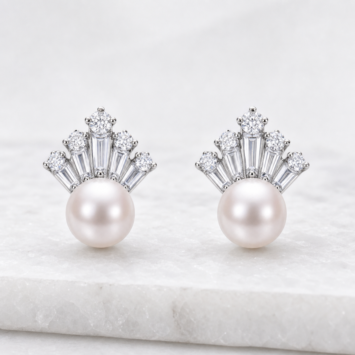 Ice Queen Freshwater Pearl Stud Earrings