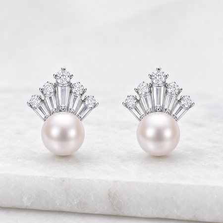 Ice Queen Freshwater Pearl Stud Earrings