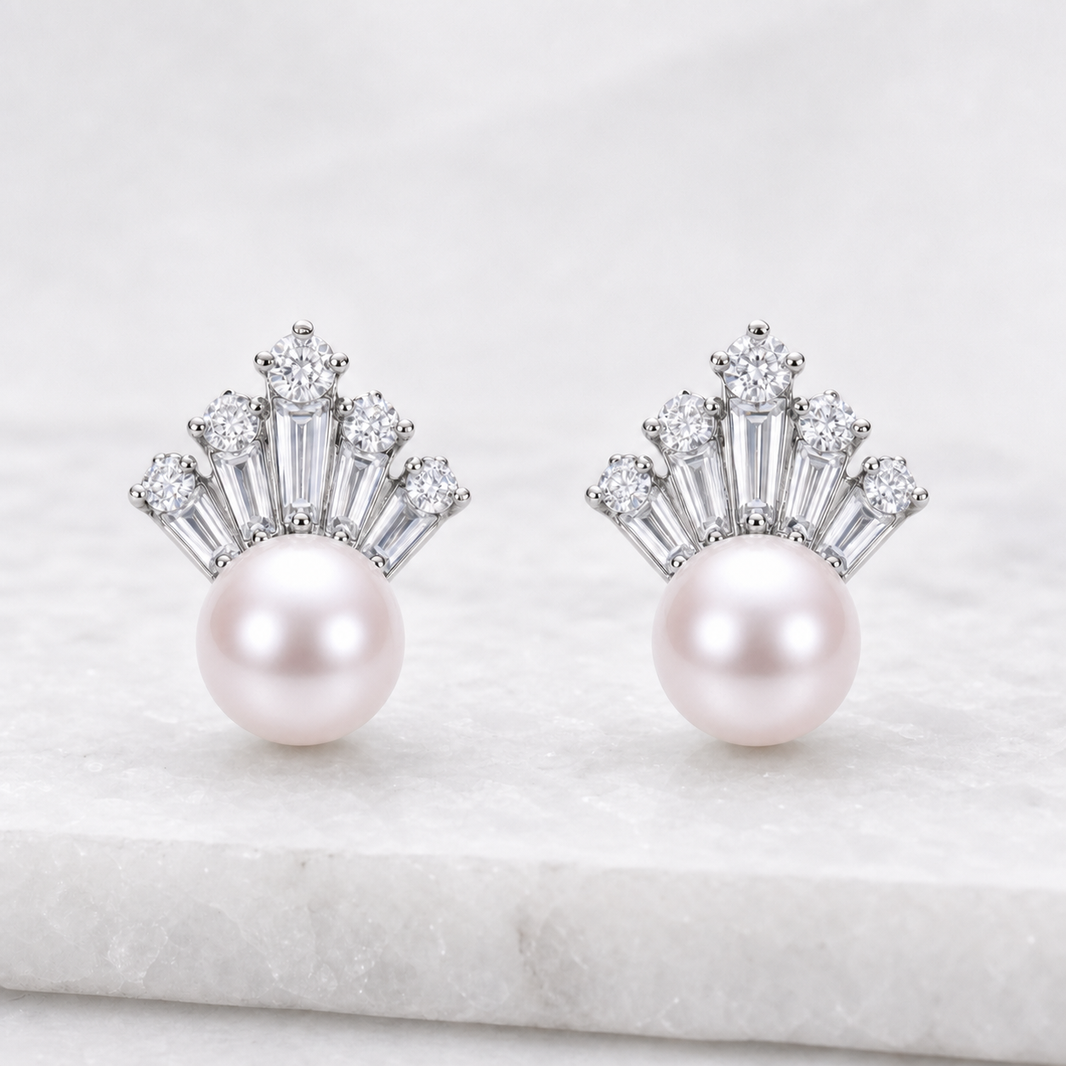 Ice Queen Japanese Akoya Pearl Stud Earrings