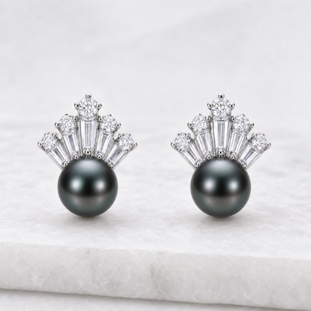 Ice Queen Tahitian South Sea Pearl Stud Earrings