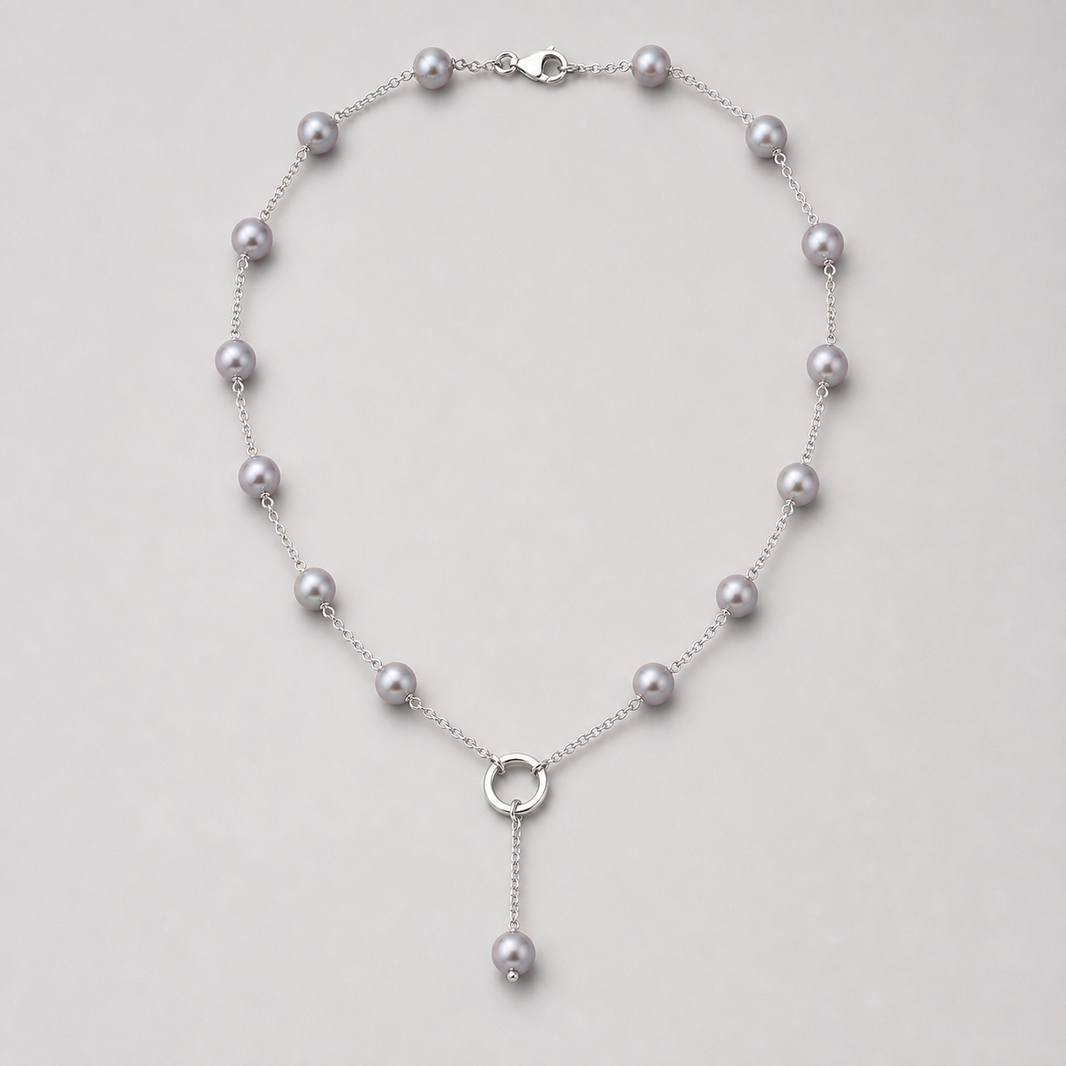 Nocturne 7-8mm gray freshwater pearl convertible station necklace