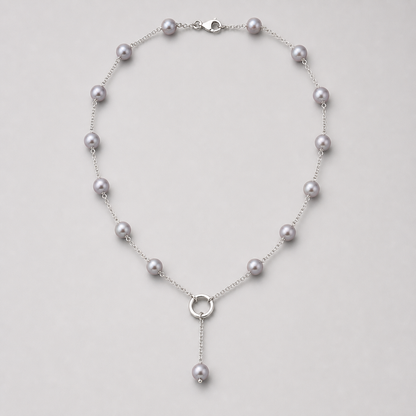 Nocturne 7-8mm gray freshwater pearl convertible station necklace