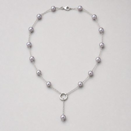 Nocturne 7-8mm gray freshwater pearl convertible station necklace