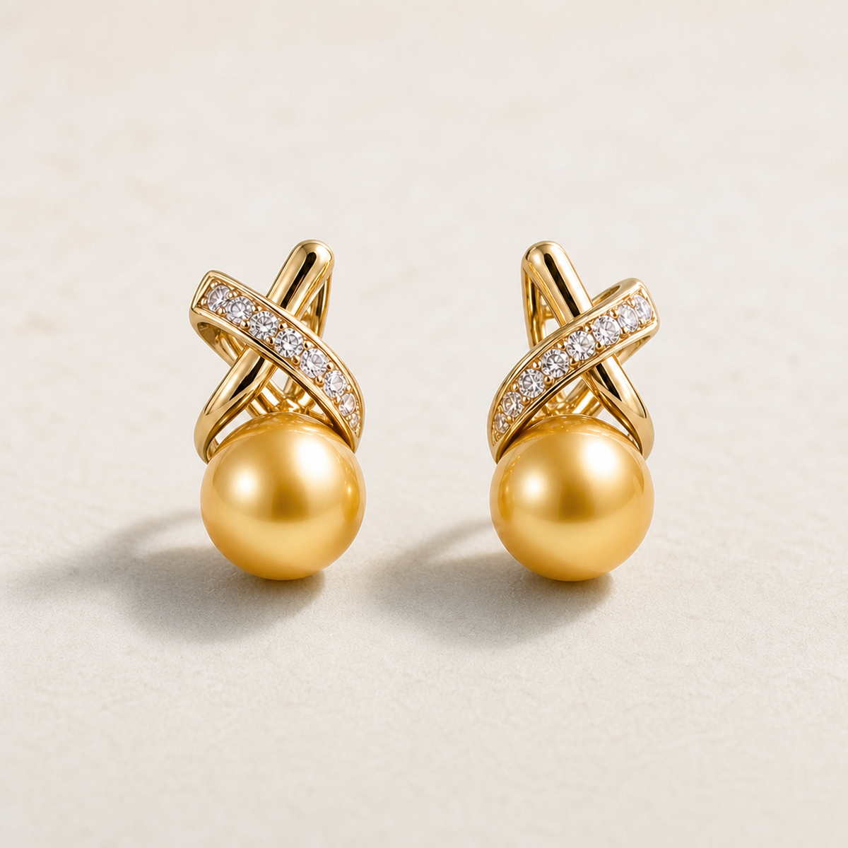 Ophelia Knot Golden South Sea pearl earrings
