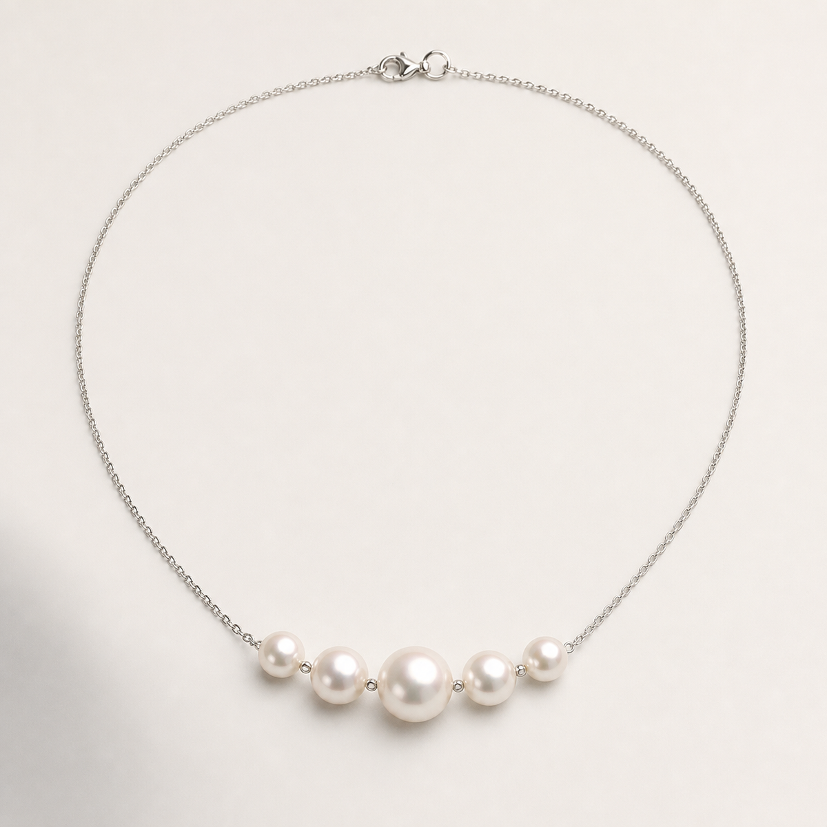 Seren 10-14mm graduated five white freshwater pearl necklace