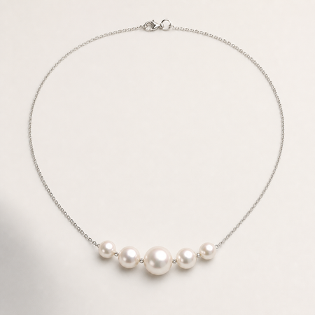 Seren 10-14mm graduated five white freshwater pearl necklace
