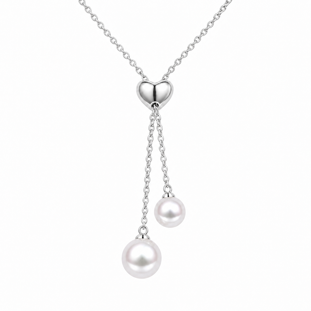 Smile Japanese Akoya pearl pendant, silver-white pearls
