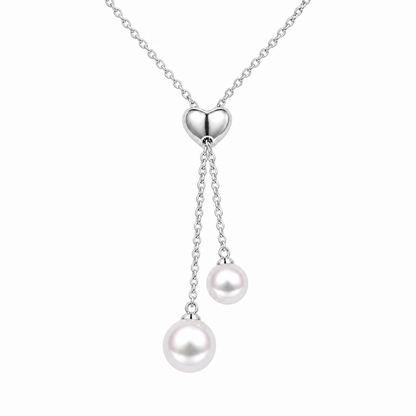 Smile Japanese Akoya pearl pendant, silver-white pearls