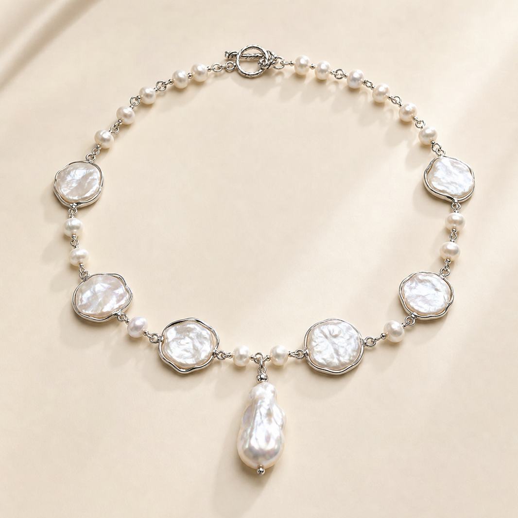 Solenne 4-25mm baroque coin freshwater pearl necklace