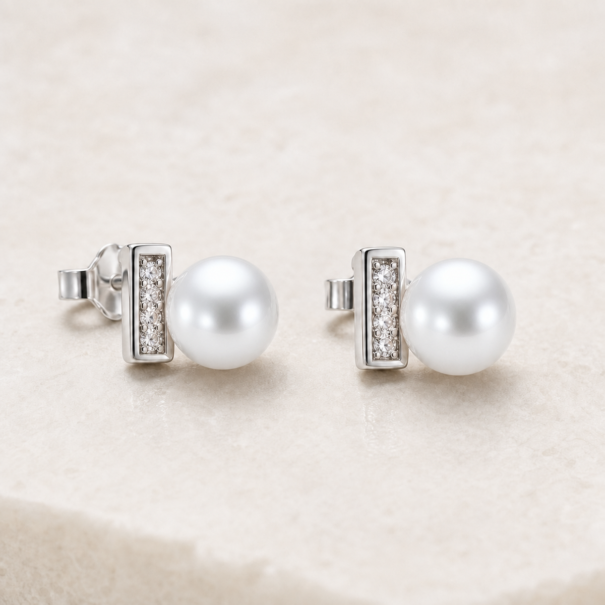 Sugar Cube Australian White South Sea Pearl Stud Earrings