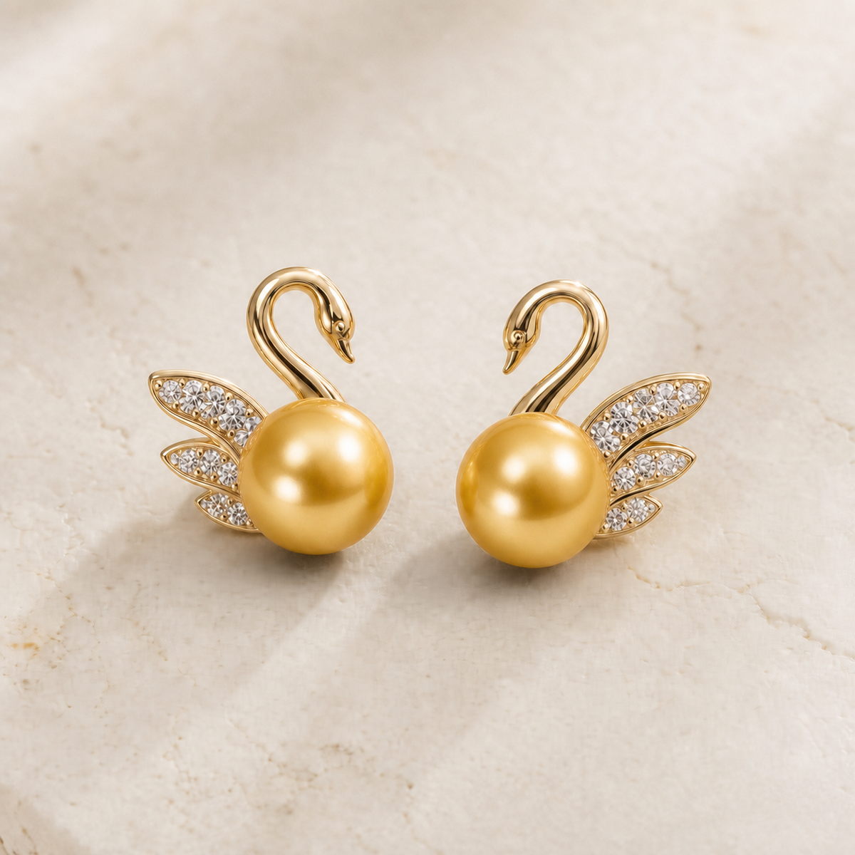 Swan Lake Golden South Sea pearl earrings
