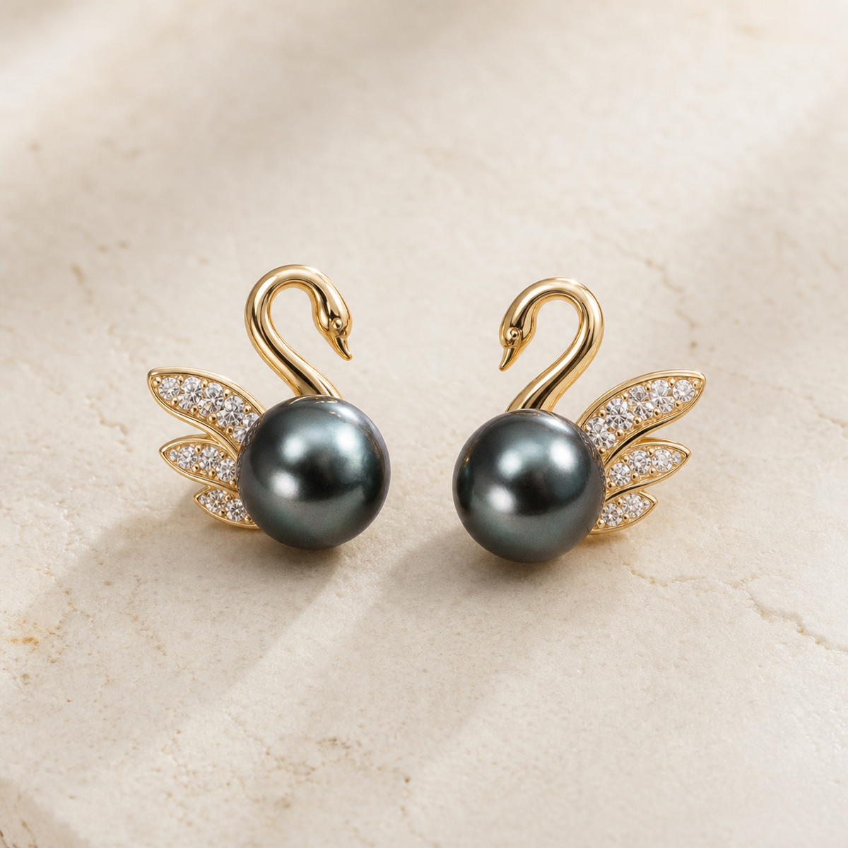 Swan Lake Tahitian South Sea pearl earrings