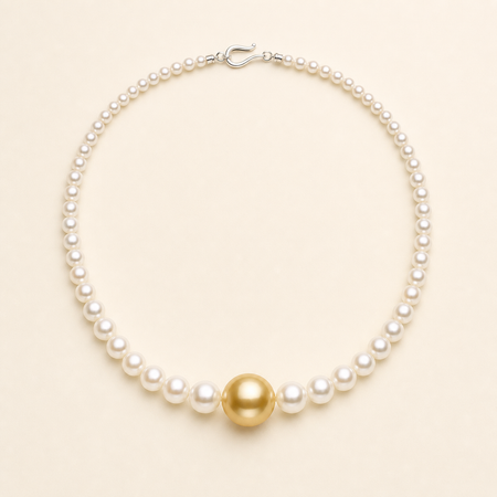 VARI Aurelia 4-11mm white and golden freshwater pearl necklace product view