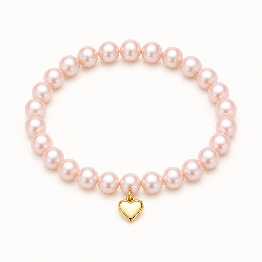 Blush 8-9mm Pink Freshwater Pearl Heart Charm Bracelet product view