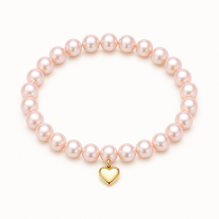Blush 8-9mm Pink Freshwater Pearl Heart Charm Bracelet product view