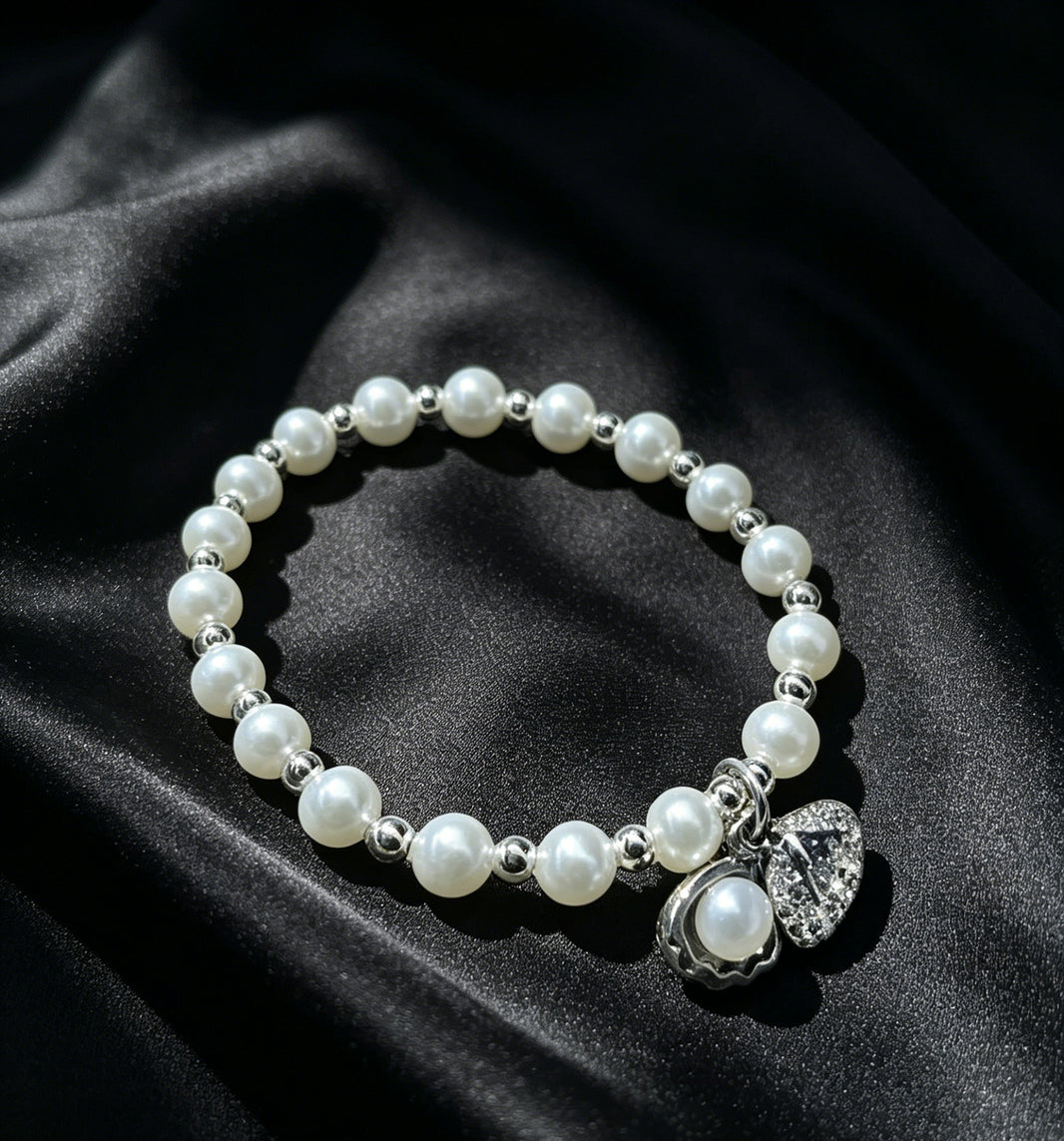 Botanica white pearl leaf charm bracelet product view