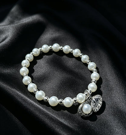 Botanica white pearl leaf charm bracelet product view