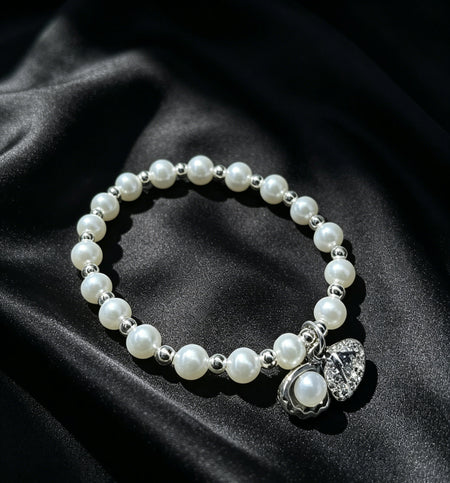 Botanica white pearl leaf charm bracelet product view