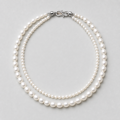 VARI Celeste 3-8mm double-strand white freshwater pearl necklace product view