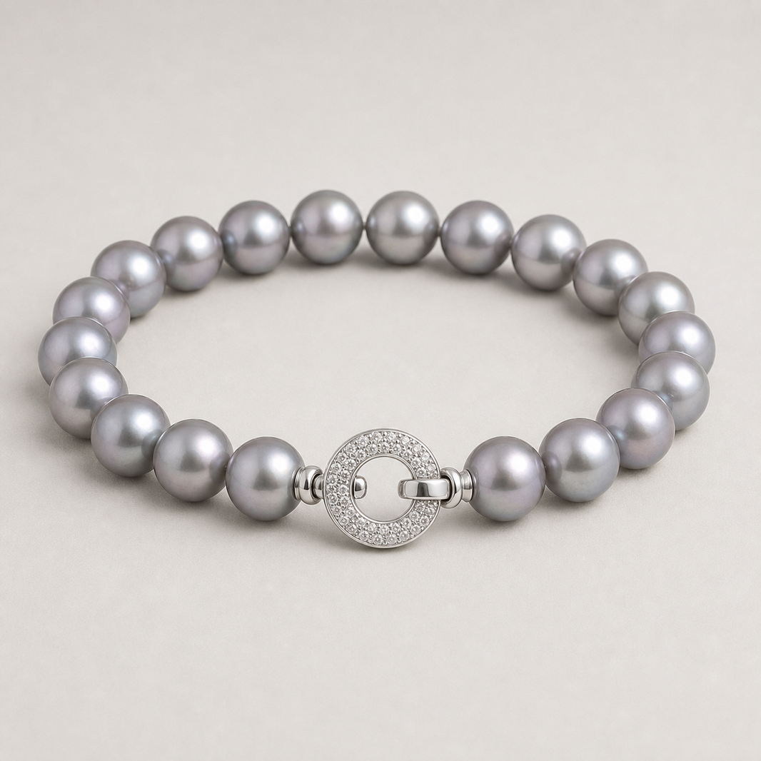Celeste 8-9mm gray freshwater pearl statement clasp bracelet product view