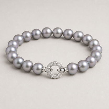 Celeste 8-9mm gray freshwater pearl statement clasp bracelet product view