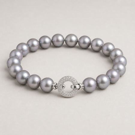 Celeste 8-9mm gray freshwater pearl statement clasp bracelet product view