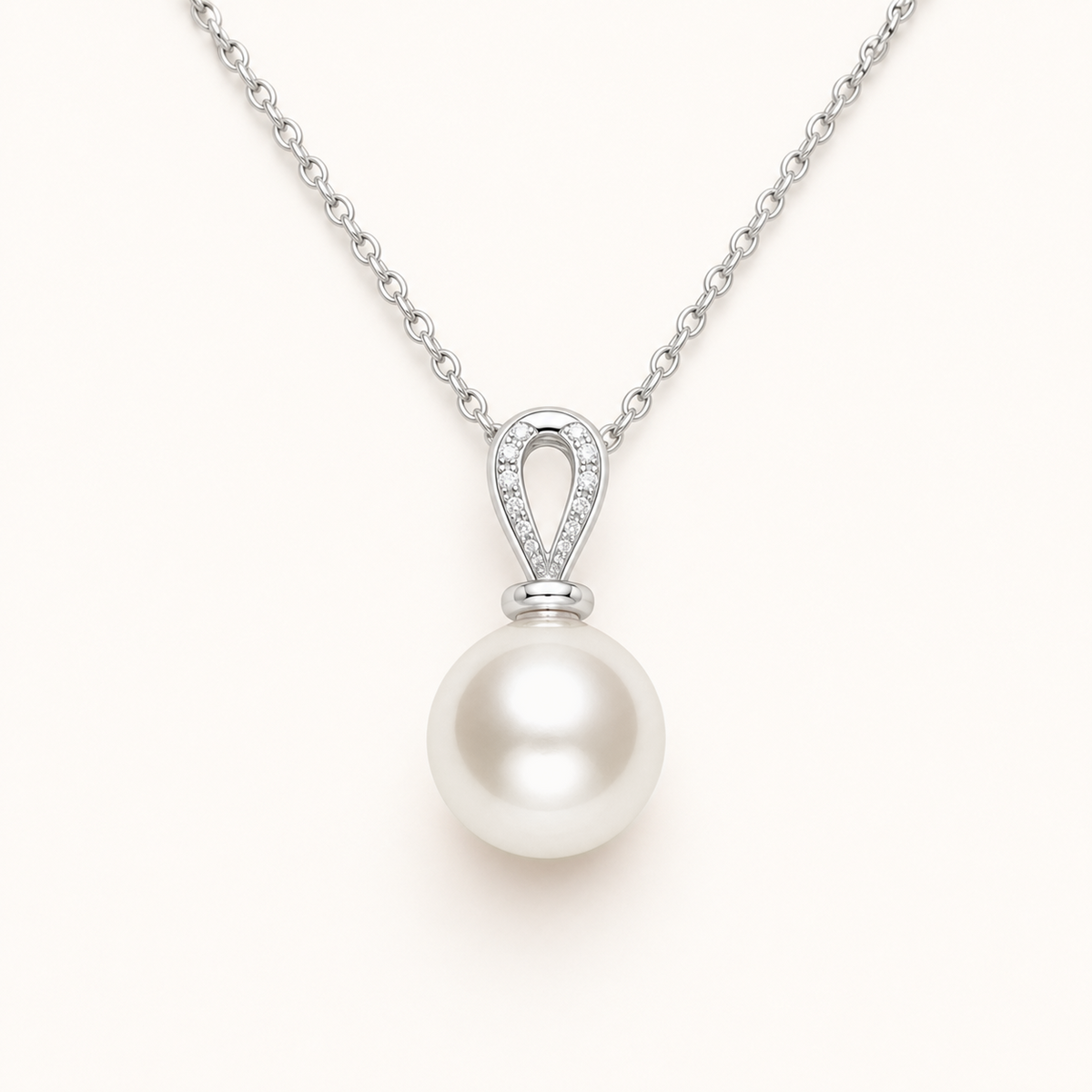Diana Ivory Japanese Akoya pearl cubic zirconia pendant
