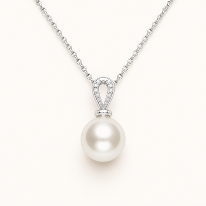 Diana Ivory Japanese Akoya pearl cubic zirconia pendant
