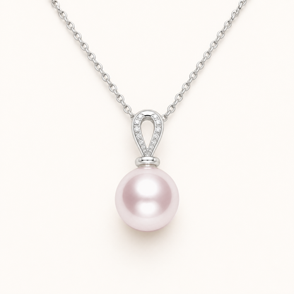 Diana Rose Japanese Akoya pearl cubic zirconia pendant