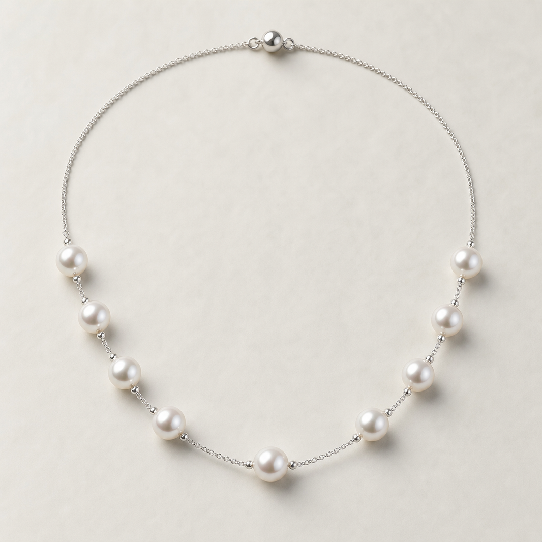 VARI Elara 10-11mm nine-pearl station necklace product view