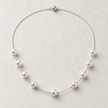 VARI Elara 10-11mm nine-pearl station necklace product view