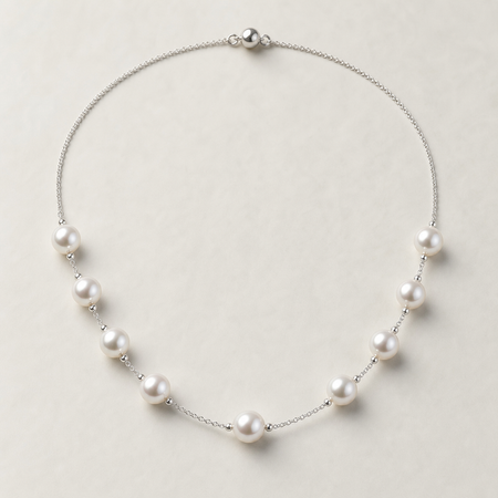 VARI Elara 10-11mm nine-pearl station necklace product view