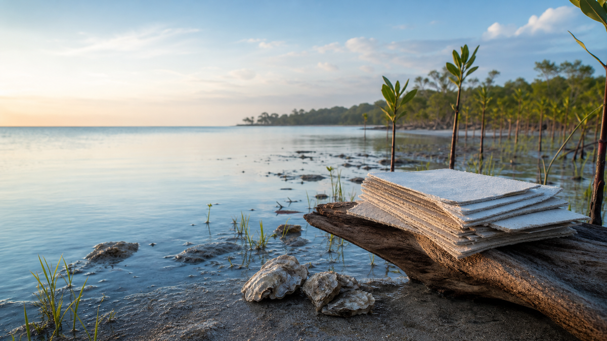 VARI coastal ecology restoration with mangrove seedlings and recycled paper