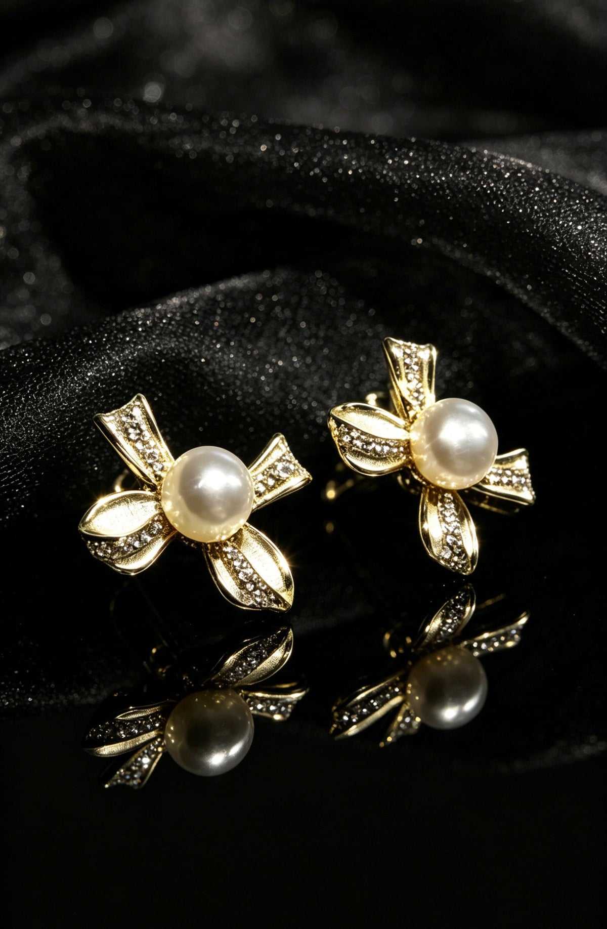 Archived source Florentine 8-9mm White Freshwater Pearl Floral Bow Earrings image 1