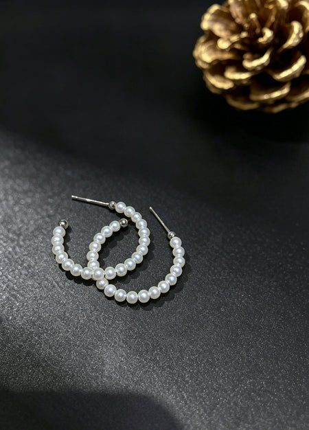 Arlette white pearl hoop earrings product view