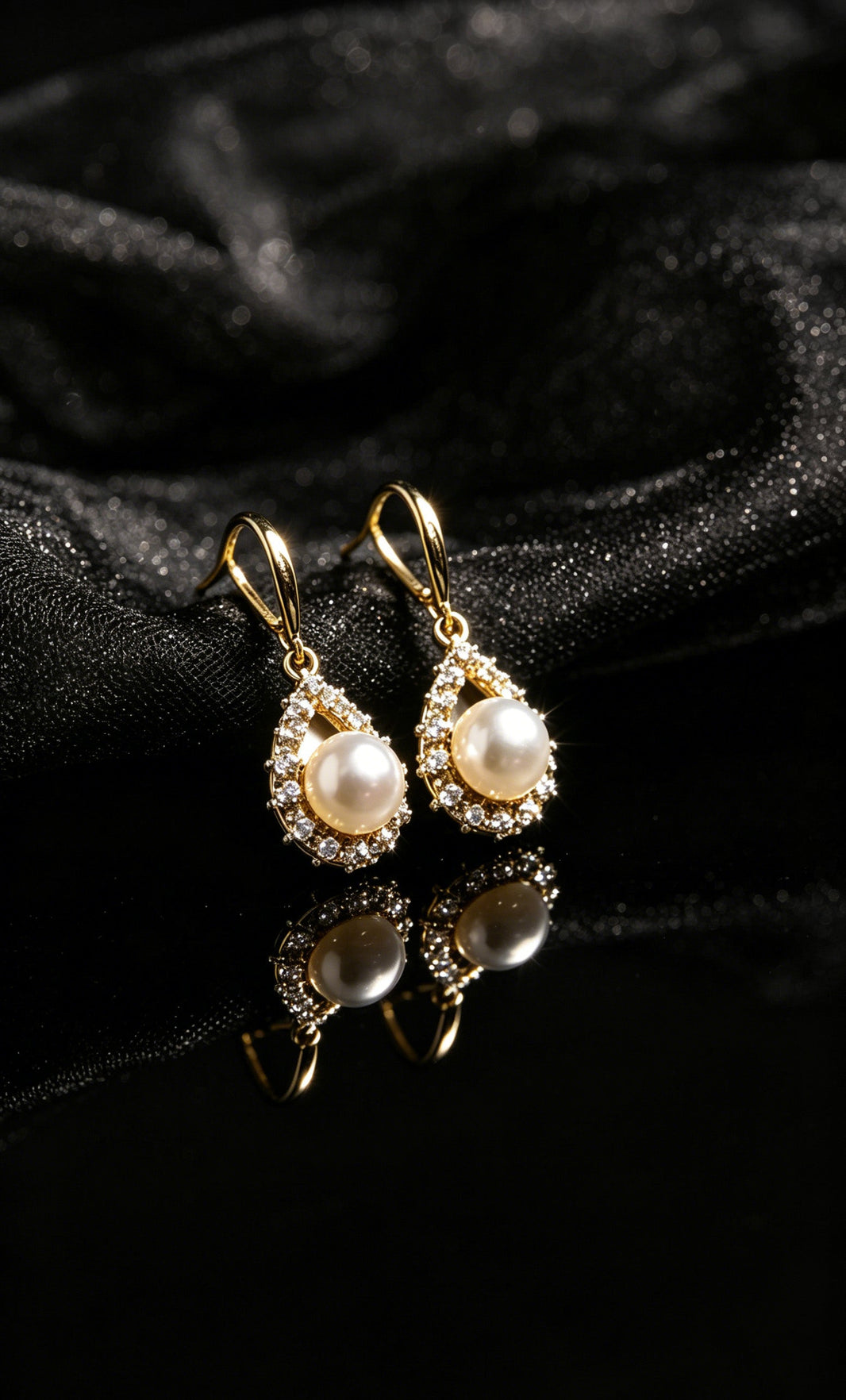 Archived source Aurelia 9-10mm White Freshwater Pearl Teardrop Halo Drop Earrings image 1