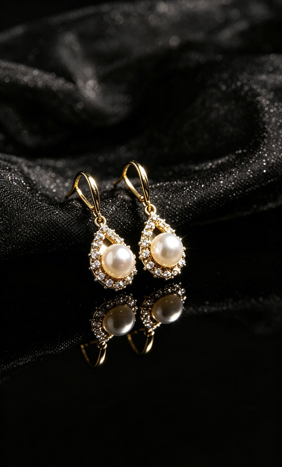 Archived source Aurelia 9-10mm White Freshwater Pearl Teardrop Halo Drop Earrings image 1