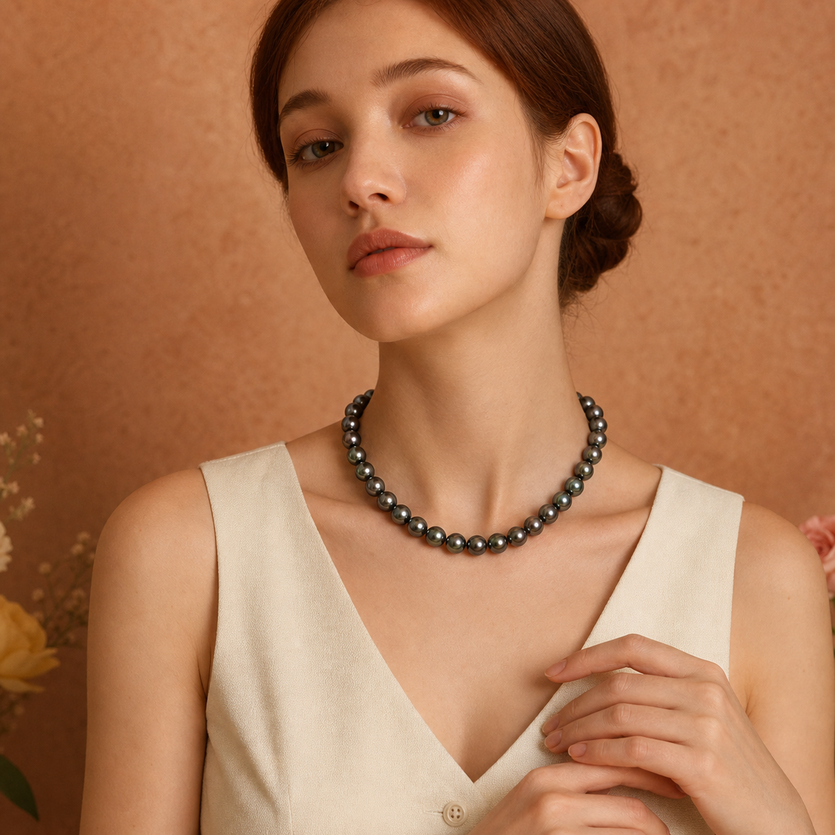 VARI Luna 12-13mm Tahitian South Sea Pearl Necklace wearing scene