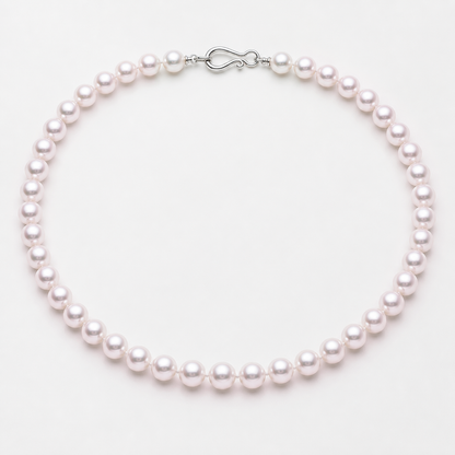 VARI Luna 8-9mm Japanese Akoya pearl necklace in Rose, complete strand with clasp