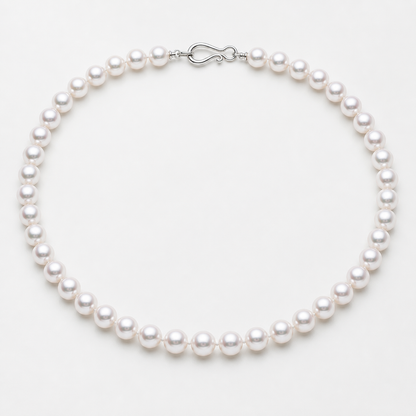 VARI Luna 8-9mm Japanese Akoya pearl necklace in White, complete strand with clasp