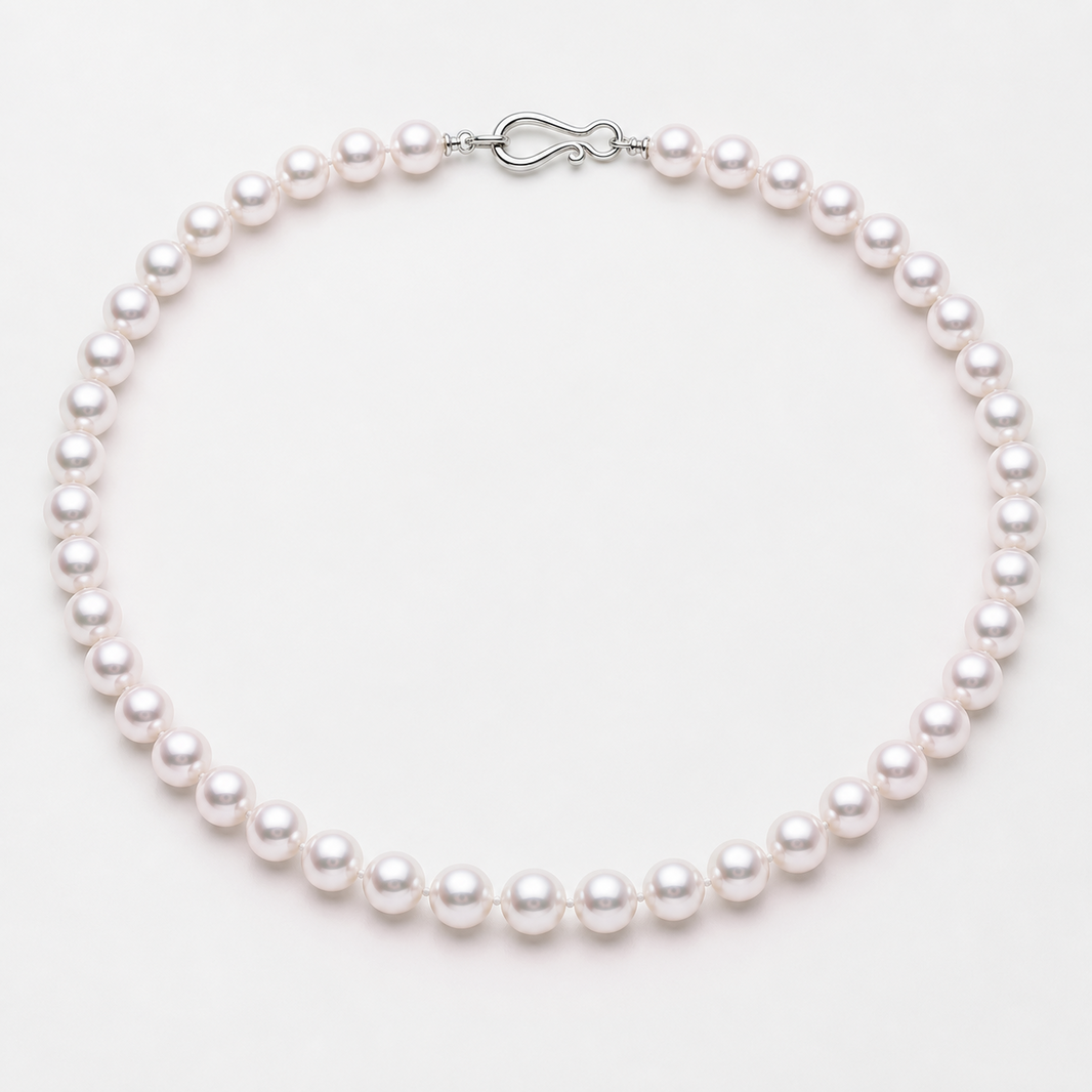 VARI Luna 8-9mm australian pearl necklace in Rose White, complete 18-inch strand with clasp