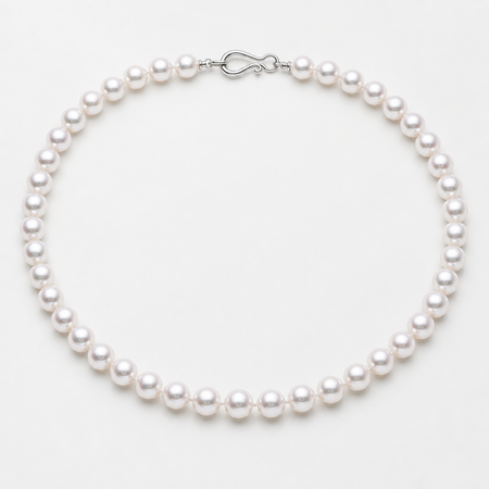 VARI Luna 8-9mm australian pearl necklace in Silver White, complete 18-inch strand with clasp