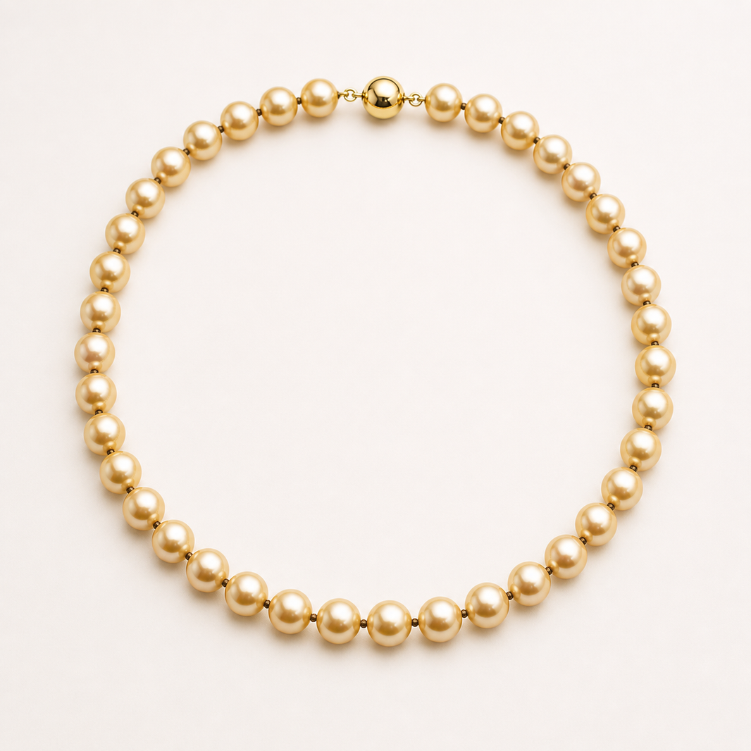 VARI Luna 8-9mm Golden South Sea pearl necklace with visible clasp