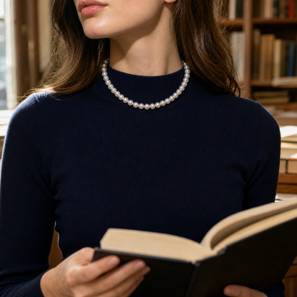 VARI Luna 8-9mm Japanese Akoya Pearl Necklace wearing scene