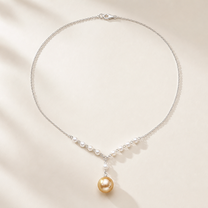 VARI Maris 4-11mm white and golden freshwater pearl drop necklace product view